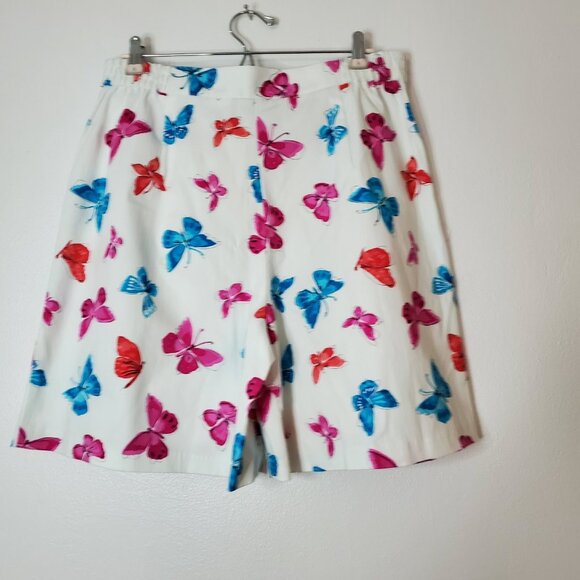 Briggs New York Skort Size 16 White Pink & Blue Butterflies Cotton Spandex - Picture 4 of 16